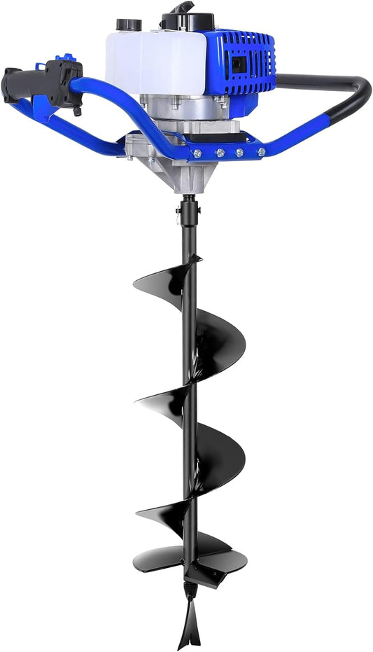 Post Hole Digger Gas Powered, 52cc 2.4 HP 2 Stroke Engine Earth Auger with 8" Drill Bit, EPA Compliant Post Hole Auger