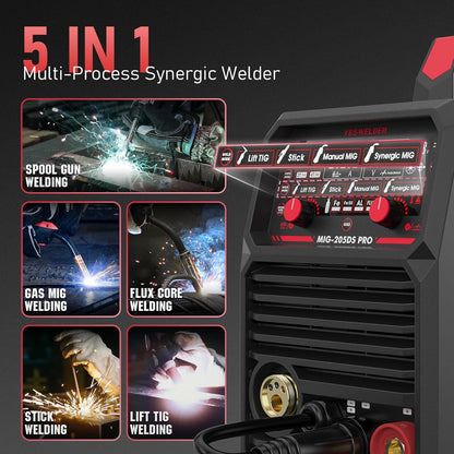 135Amp MIG Welder,110V Flux Core Welder Flux Core MIG/Lift TIG/Stick 3-in-1 Large LED Digital Display Welding Machine IGBT Inverter Welder FLUX-135PRO
